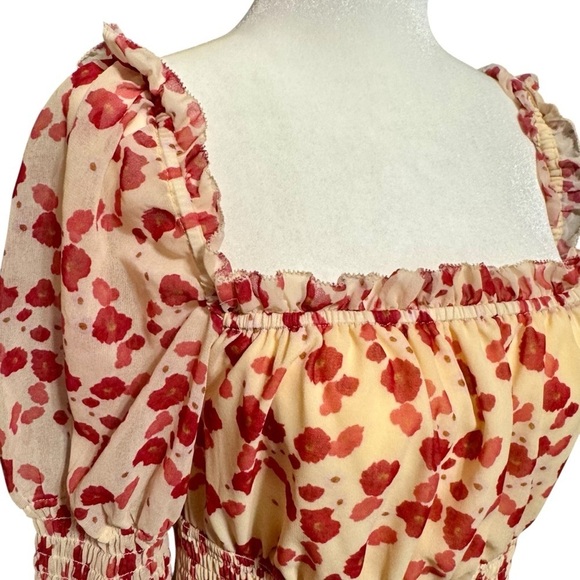 KEEPSAKE THE LABEL Charmed Puff Sleeve Smocked Square Neckline Floral Mini Dress - Picture 8 of 16